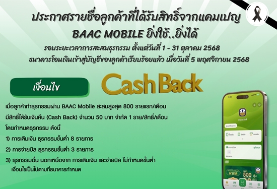 ประกาศรายชื่อลูกค้าที่ได้ร