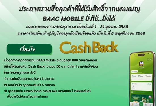 ประกาศรายชื่อลูกค้าที่ได้ร