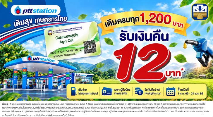 แคมเปญ "บัตรเกษตรสุขใจ ร่วมกับ บริษัท ปตท. น้ำมันและการค้าปลีก จำกัด (มหาชน)"